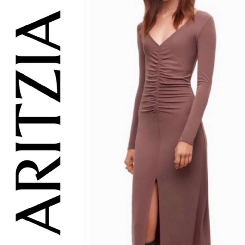 Wilfred Caban Aveyron Ruched Bodycon Midi Slit Dress